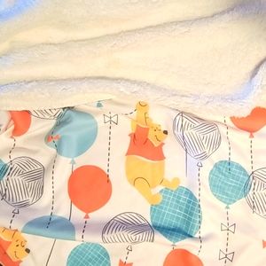 Disney Baby Winnie the Pooh Hanging On Balloons Pattern Sherpa Blanket